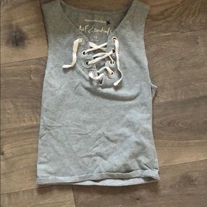 lace up gray top